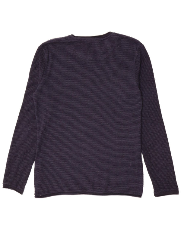 Zara Herre Crew Neck Jumper Sweater Large Navy Blue Polyester