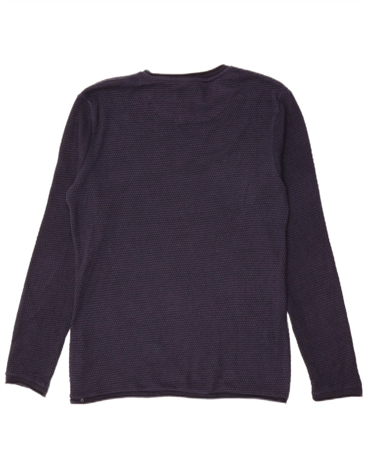 Zara Herre Crew Neck Jumper Sweater Large Navy Blue Polyester