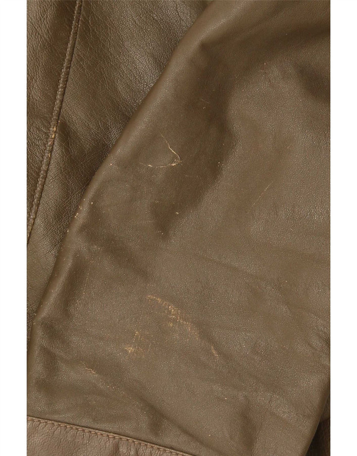 Vintage Herre Læderjakke UK 38 Medium Khaki Læder