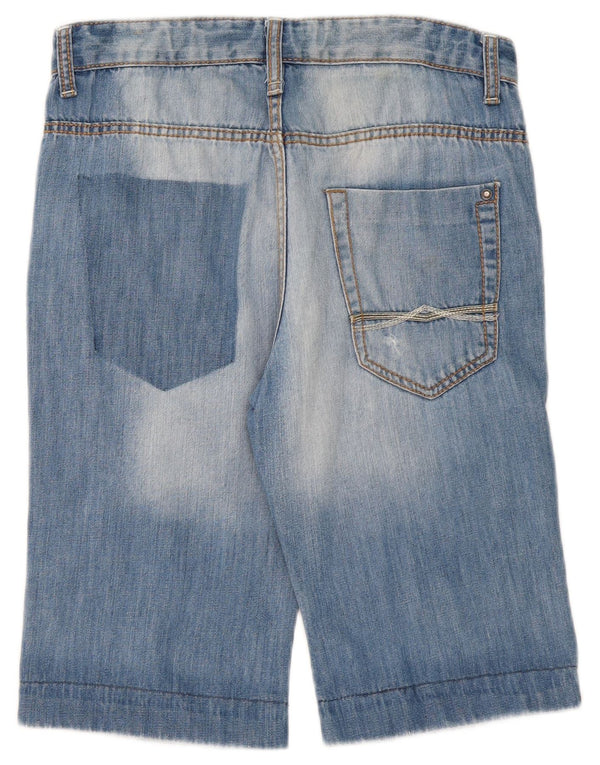 Zara Boys Distressed Denim Shorts 13-14 år W30 Blue Cotton