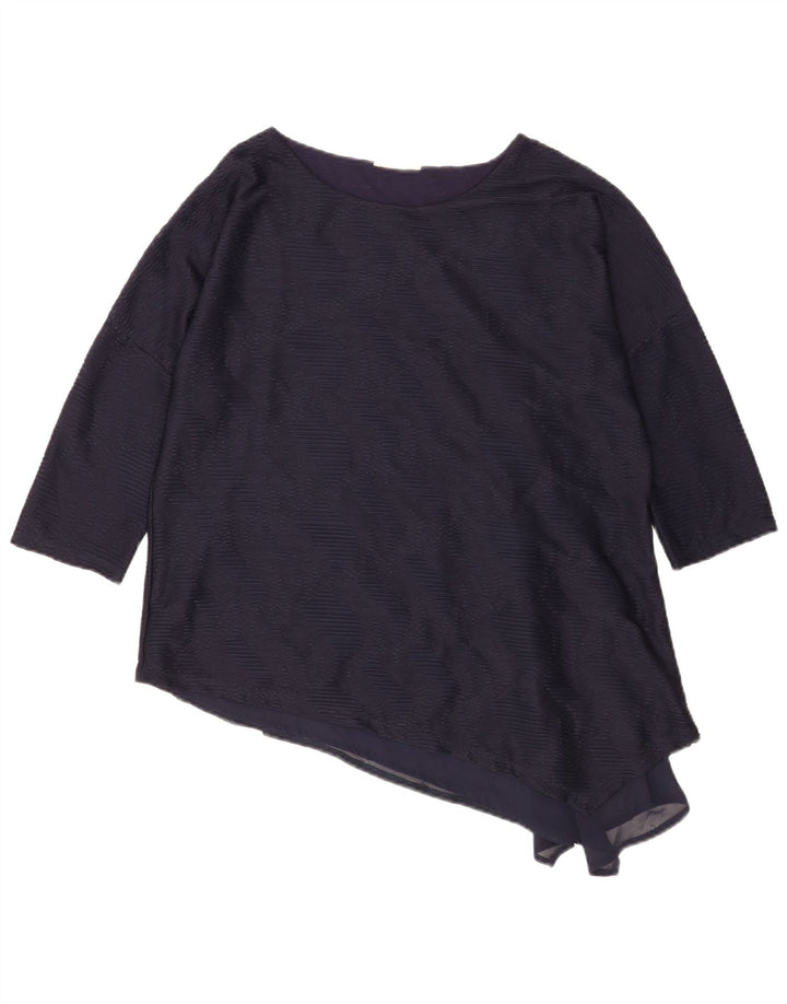 Phase Eight Dame 3/4 ærmet asymmetrisk bluse top UK 12 Medium Navy Blue