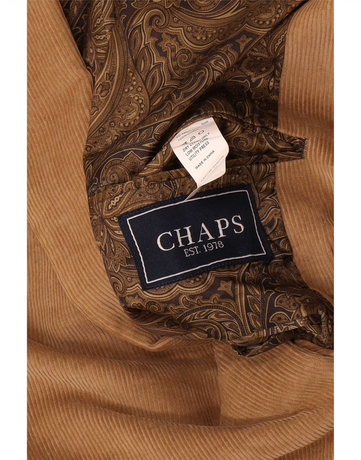 Chaps Herre 2-knaps fløjlsjakke Blazer jakke IT 50 Stor Beige Bomuld