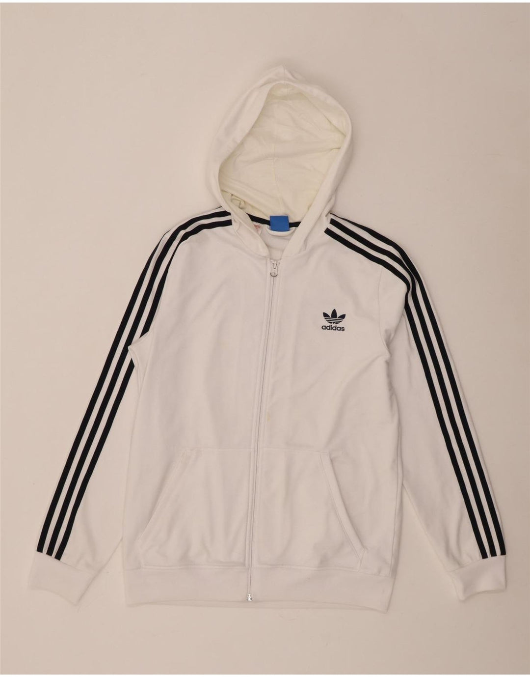 Adidas drenge grafisk hættetrøje med lynlås 15-16 år Hvid polyester