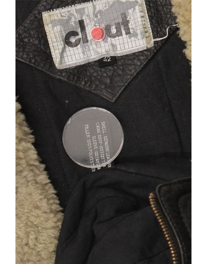 Clout Herre Læder Biker Jacket UK 42 XL Sort Læder