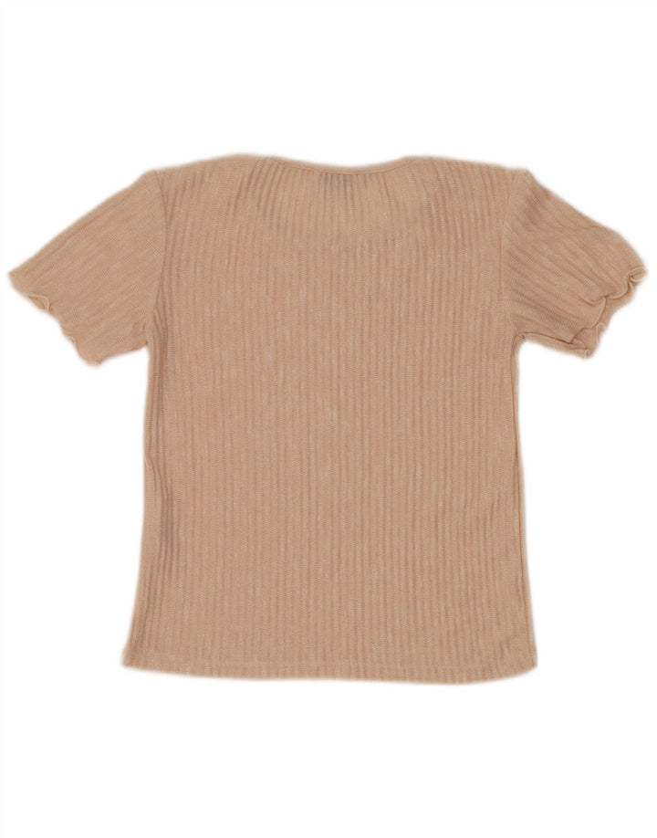 Zara Damebluse Top UK 10 Lille Beige Stribet Polyester