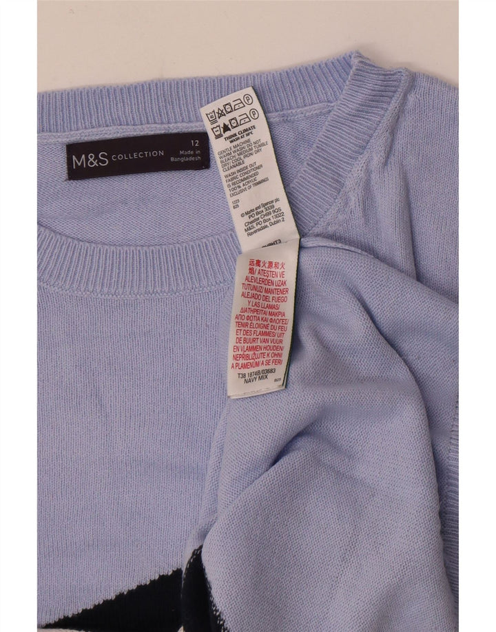 Marks & Spencer Dame Boat Neck Jumper Sweater UK 12 Medium Blue
