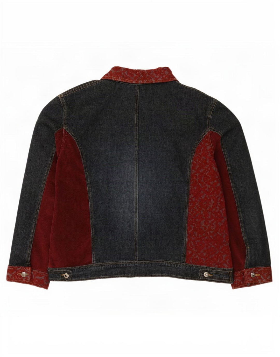 Vintage Dame denimjakke UK 18 XL Blå Patchwork Bomuld