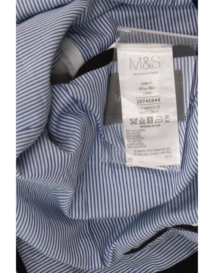Marks & Spencer Herre 2-knaps blazerjakke UK 38 Medium Navy Blue Linen