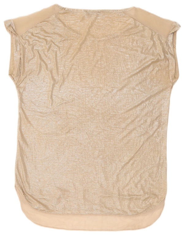 OASIS Womens Longline Oversized Bluse Top UK 10 Small Gold Polyester