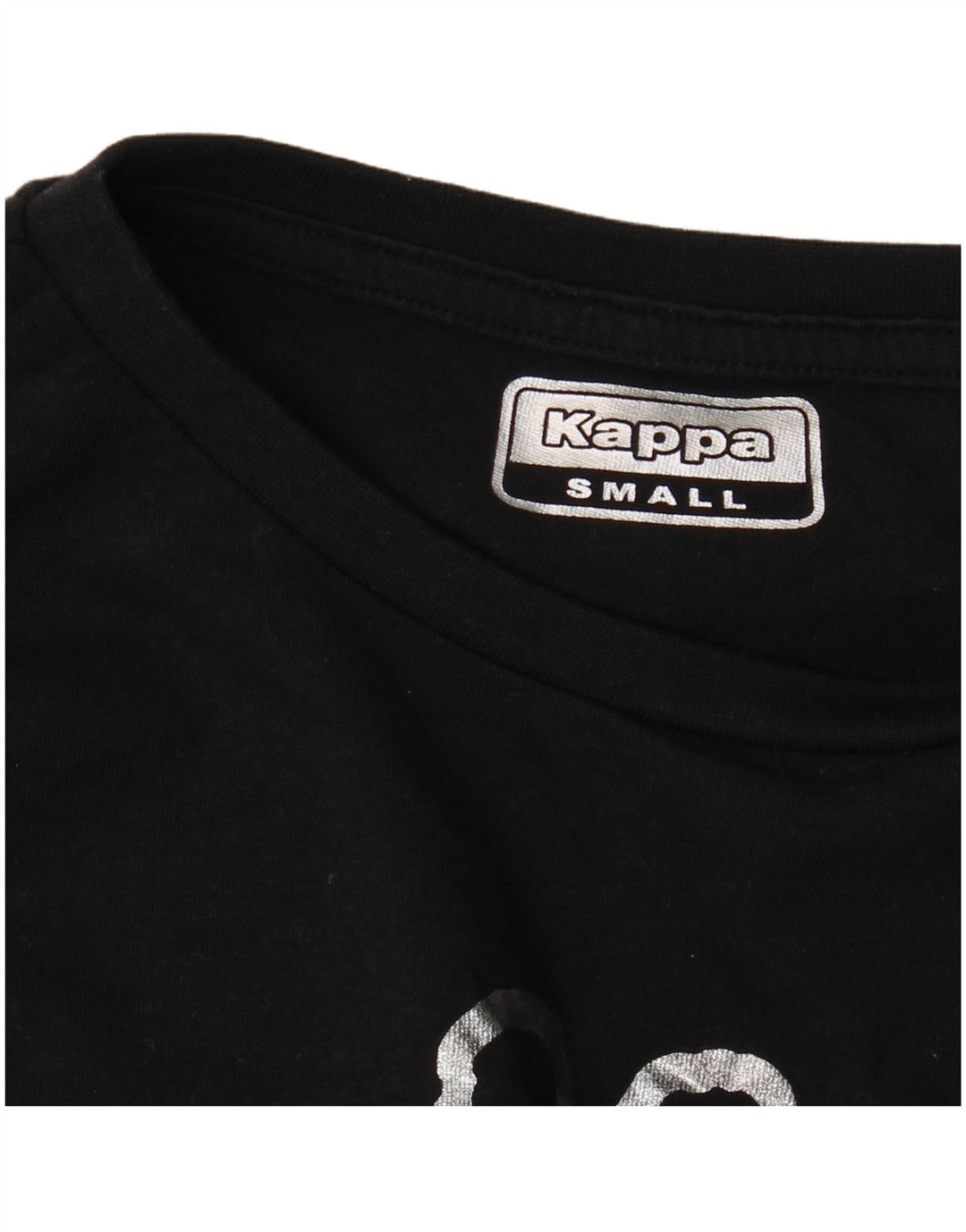 KAPPA Womens Crop Graphic T-Shirt Top UK 10 Small Black Vintage Kappa and Second-Hand Kappa from Messina Hembry 