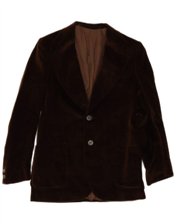 Vintage Dame 2 Button Velvet Blazer Jacket UK 8 Small Brown