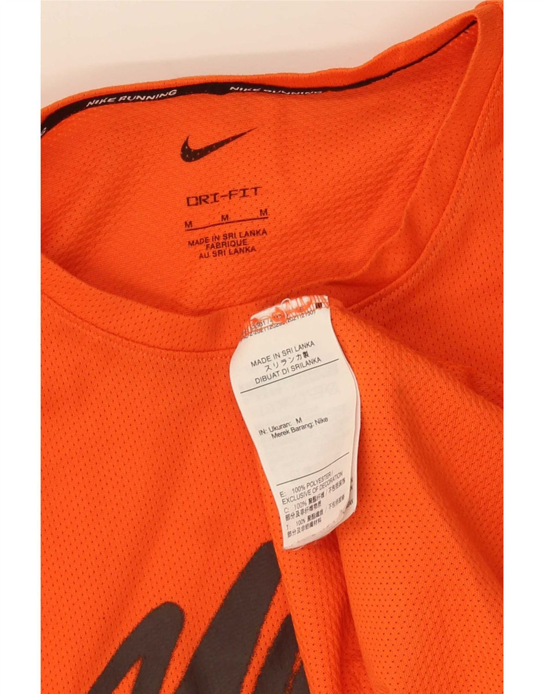 Nike Herre Dri Fit Grafisk T-shirt Top Medium Orange Polyester