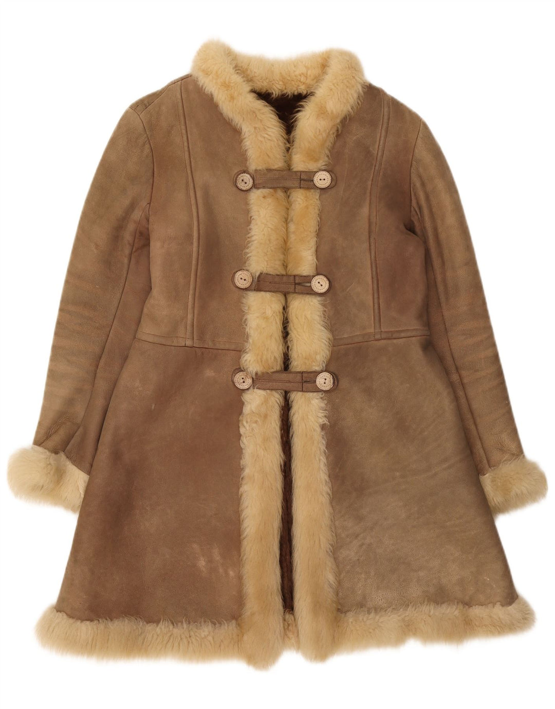 Vintage Dame Shearling Coat UK 10 Small Brown