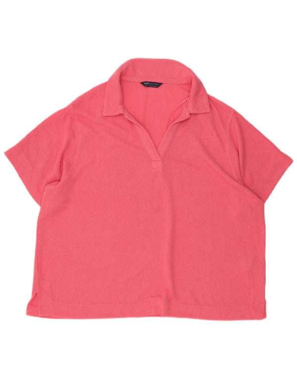 Marks & Spencer Dame Polo Shirt UK 22 3XL Pink Viscose