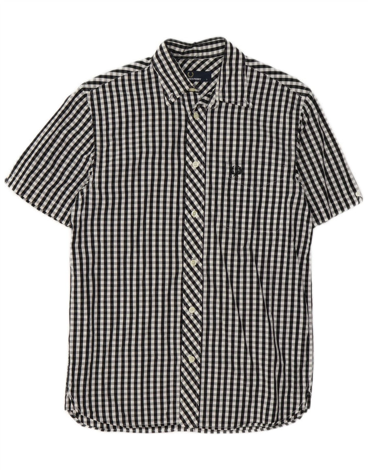 Fred Perry Herre kortærmet skjorte lille sort Gingham bomuld