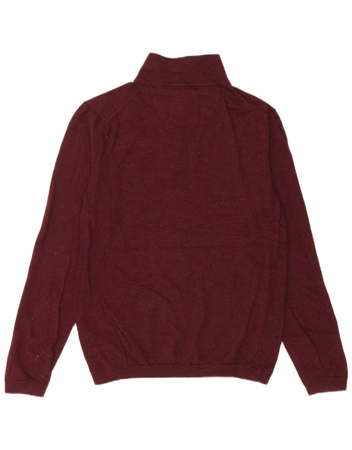 White Stuff Herre Zip Neck Jumper Sweater Large Maroon Wool