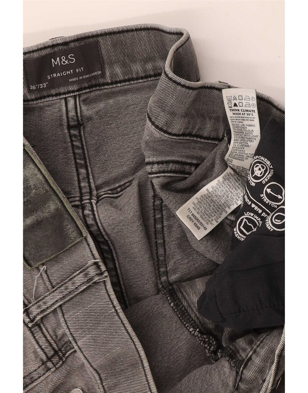 Marks & Spencer Straight Jeans til mænd W36 L33 Grå bomuld