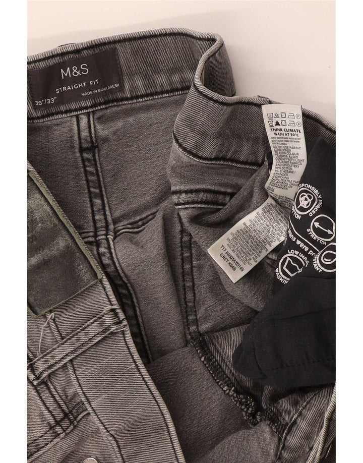 Marks & Spencer Straight Jeans til mænd W36 L33 Grå bomuld