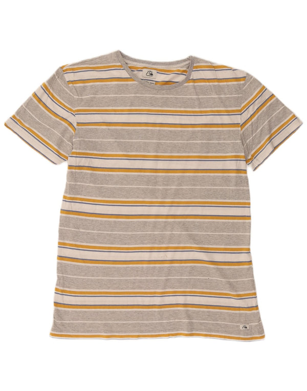 Quiksilver herre T-shirt top mellemgrå stribet bomuld