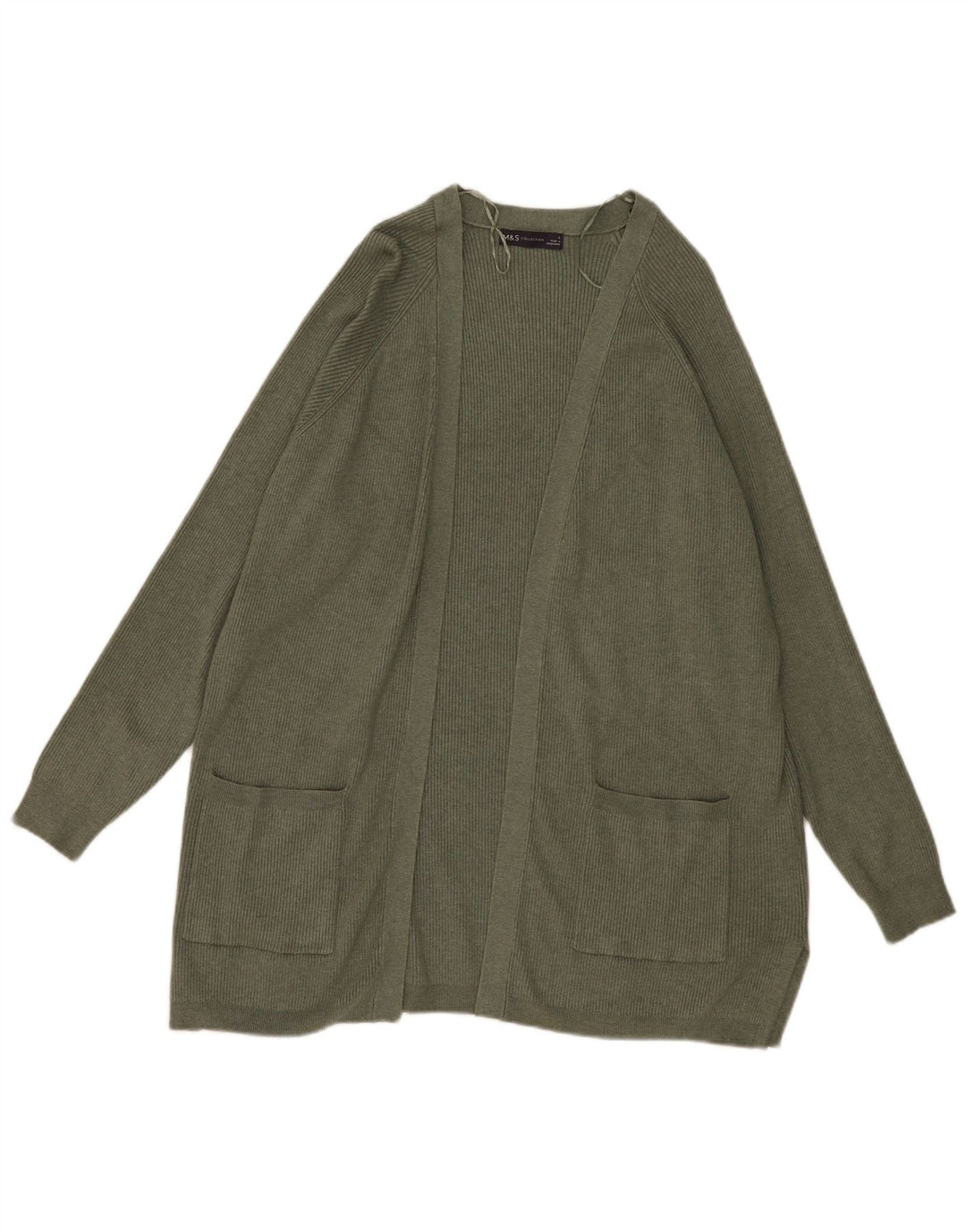 Marks & Spencer Dame Oversized Open Cardigan Sweater UK 16 Large Khaki