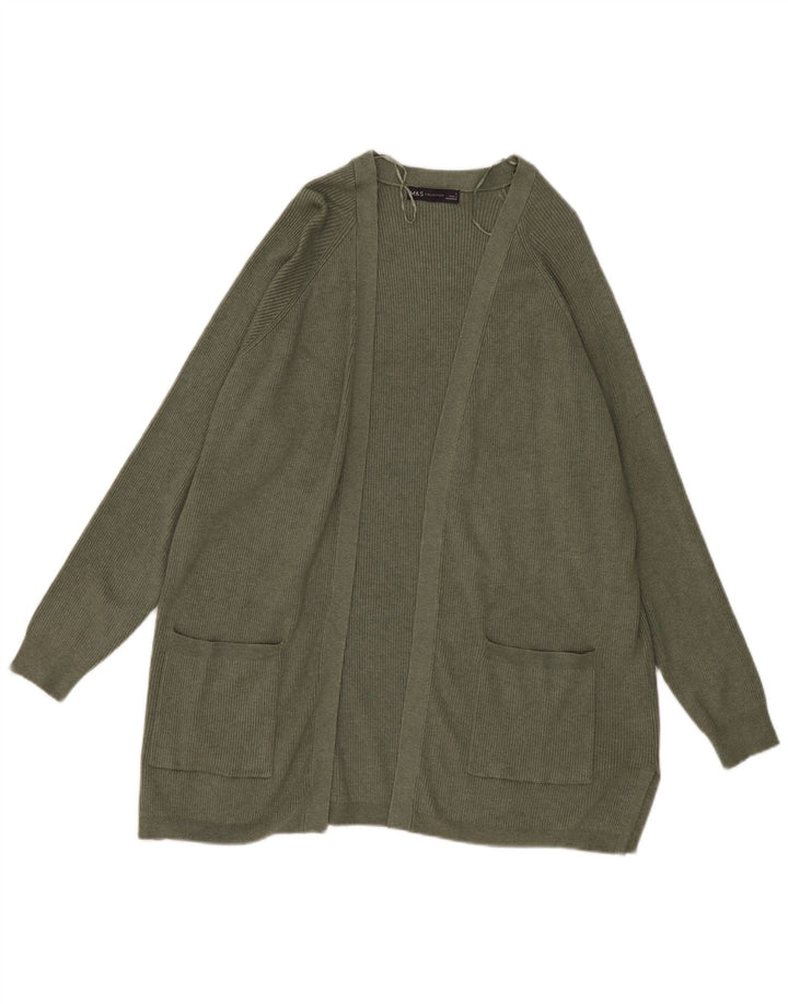 Marks & Spencer Dame Oversized Open Cardigan Sweater UK 16 Large Khaki