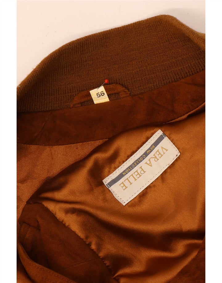 Vintage herre ruskind bomberjakke IT 56 3XL brunt læder