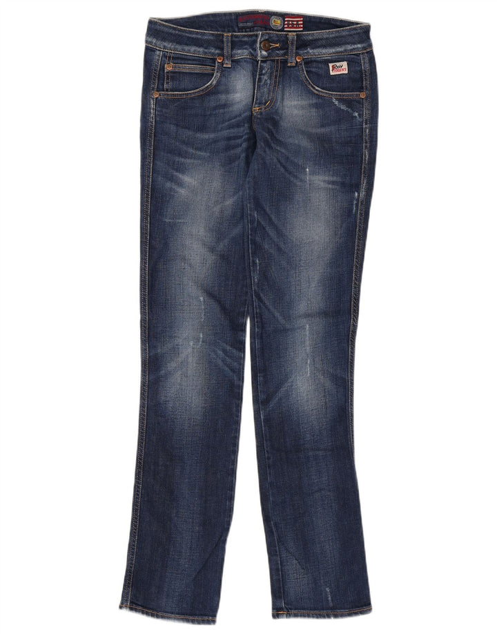 ROY ROGERS Kvinder Distressed Slim Jeans W27 L33 Blå Bomuld