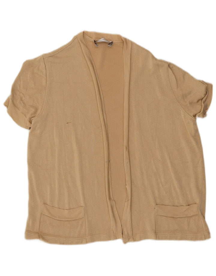 Max Mara Dame Kortærmet Åben Cardigan Sweater UK 14 Medium Beige