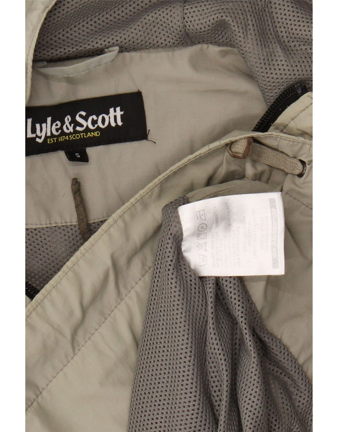 Lyle & Scott Regnjakke med hætte til mænd UK 36 Small Beige Nylon