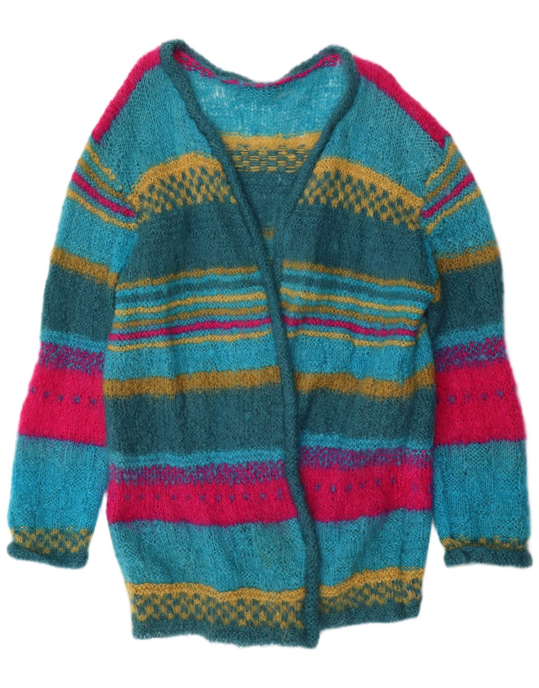 Vintage Dame Longline Cardigan Sweater UK 14 Medium Flerfarvet