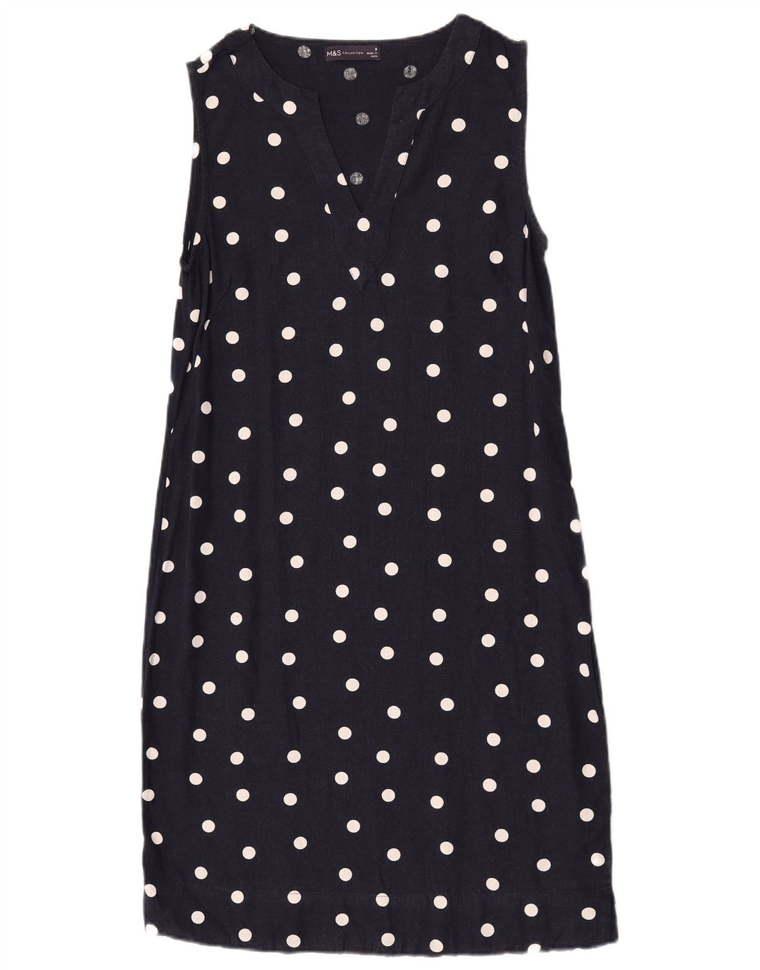 Marks & Spencer Womens Shift Dress UK 8 Small Navy Blue Polka Dot