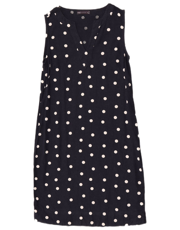 Marks & Spencer Womens Shift Dress UK 8 Small Navy Blue Polka Dot