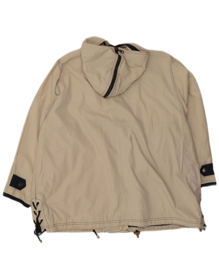 Vintage dame hætte oversize regnjakke UK 8 Small off white polyester