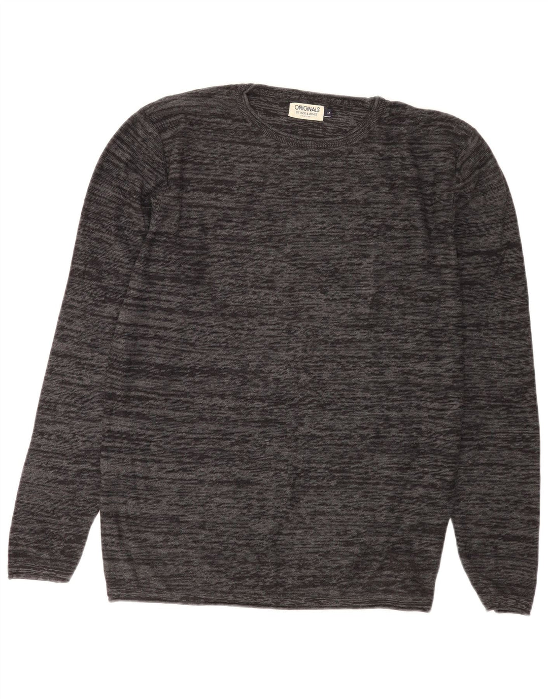Jack & Jones Herre trøje med rund hals, stor grå flækket bomuld