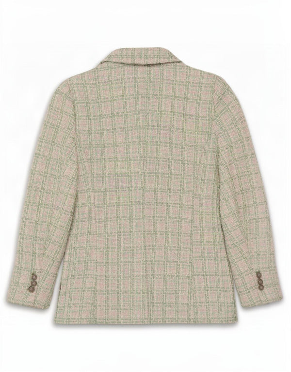 Zara Womens Double Breasted Blazer Jacket UK 12 Medium Green Check