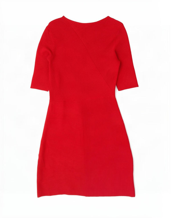 Hobbs Dame 3/4-ærmet Jumper Dress UK 10 Small Red Viscose