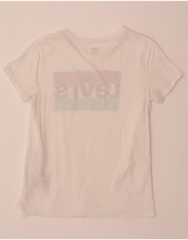 LEVI'S Womens Graphic T-Shirt Top UK 10 Small White Cotton Vintage Levi's and Second-Hand Levi's from Messina Hembry 