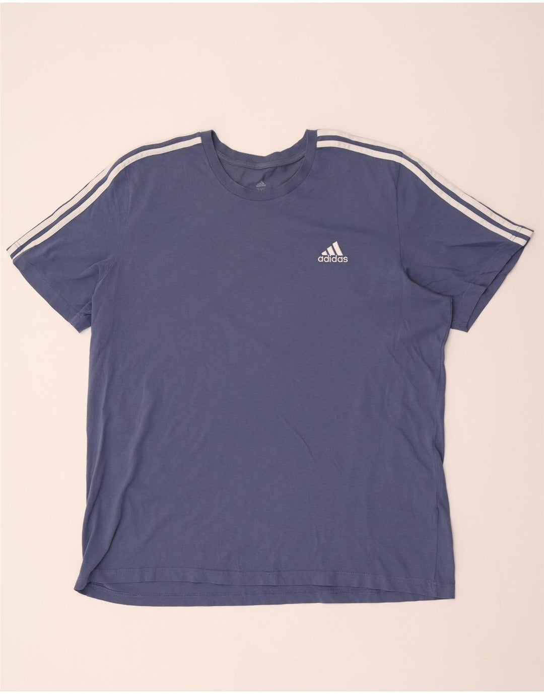 ADIDAS Herre T-Shirt Top 2XL Blå Bomuld
