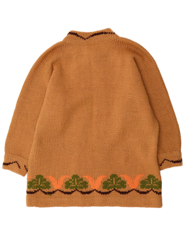 VINTAGE Womens Oversized Graphic Longline Cardigan Sweater UK 18 XL Brown
