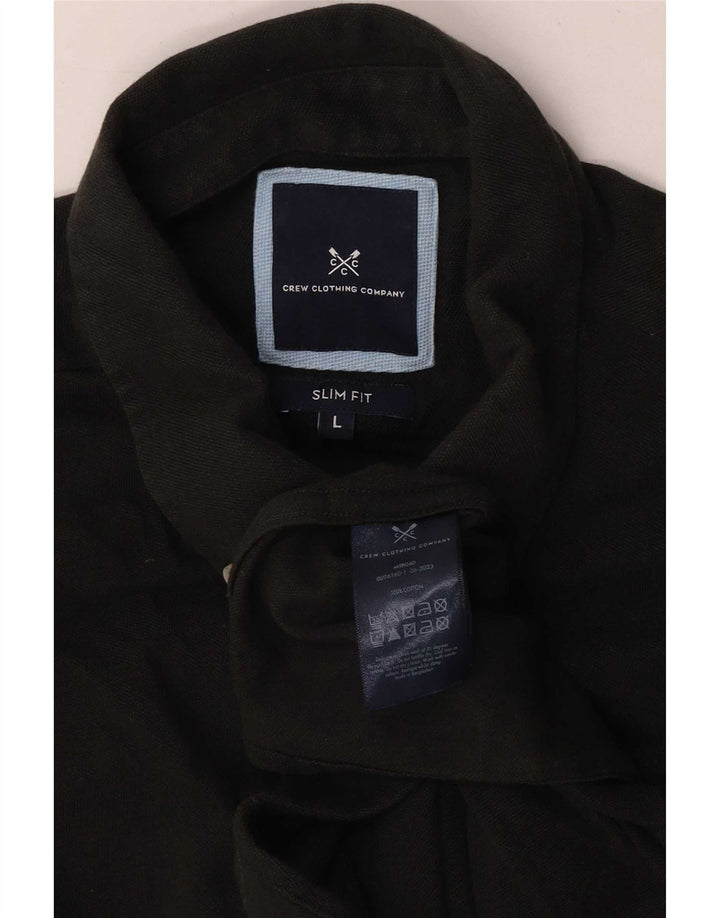 Crew Clothing Herre Slim Fit Skjorte Stor sort bomuld