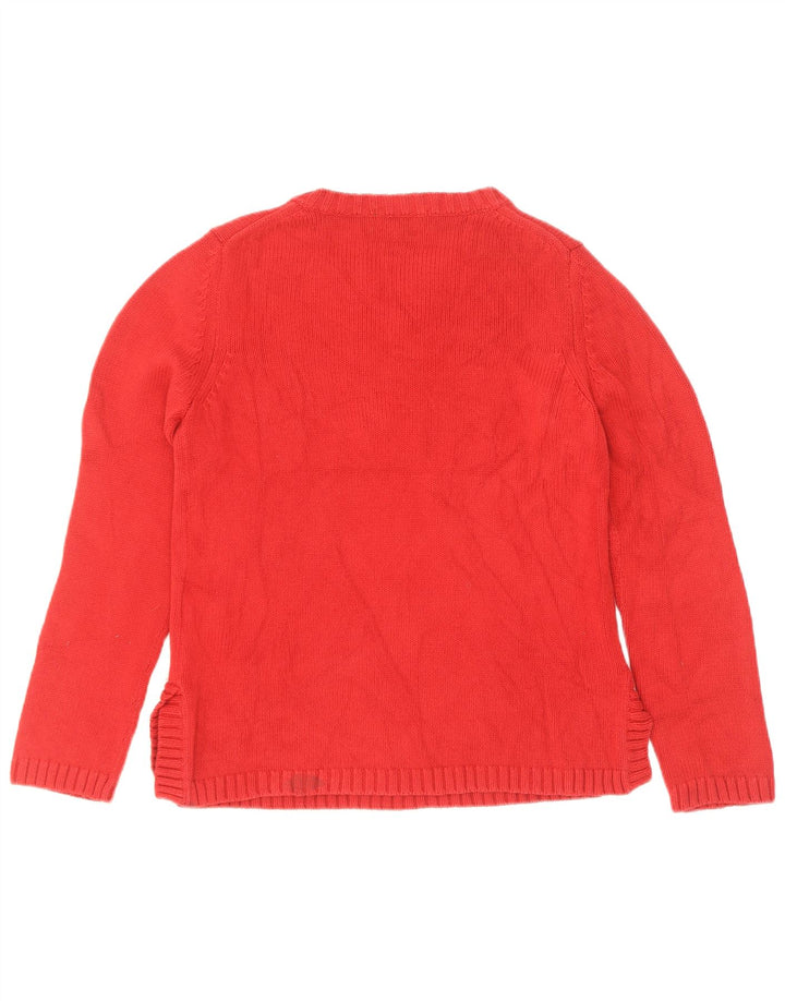 Eddie Bauer Dame V-hals sweater UK 12 Medium Rød Bomuld