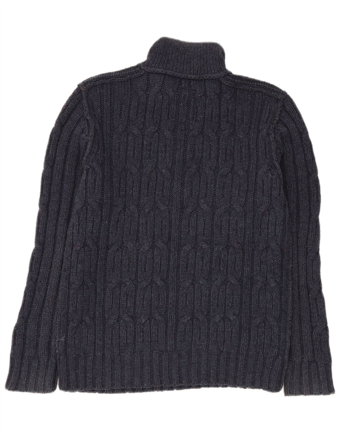 Fat Face Herre Zip Neck Jumper Sweater Medium Navy Blue Lammeuld