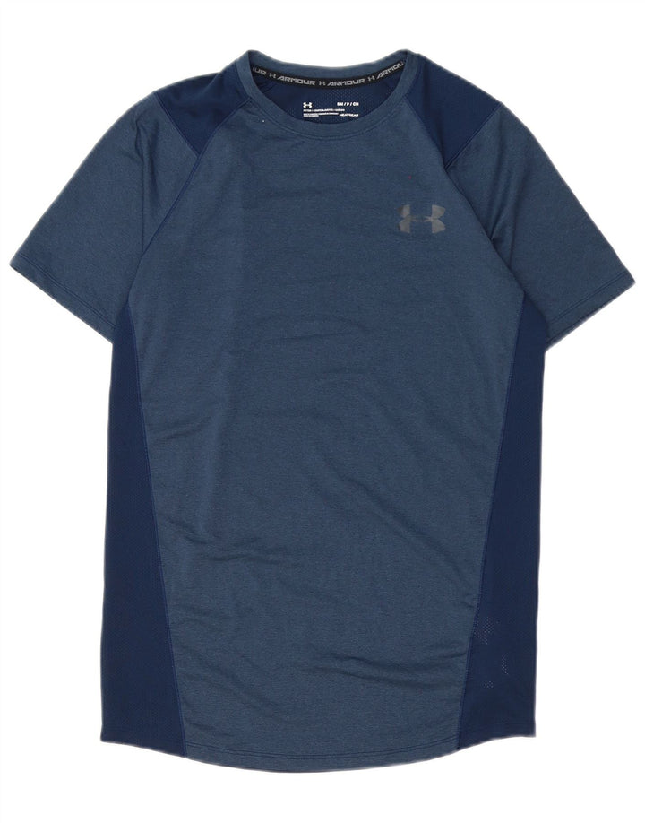 Under Armour Herre Heat Gear T-Shirt Top Small Navy Blue Polyester