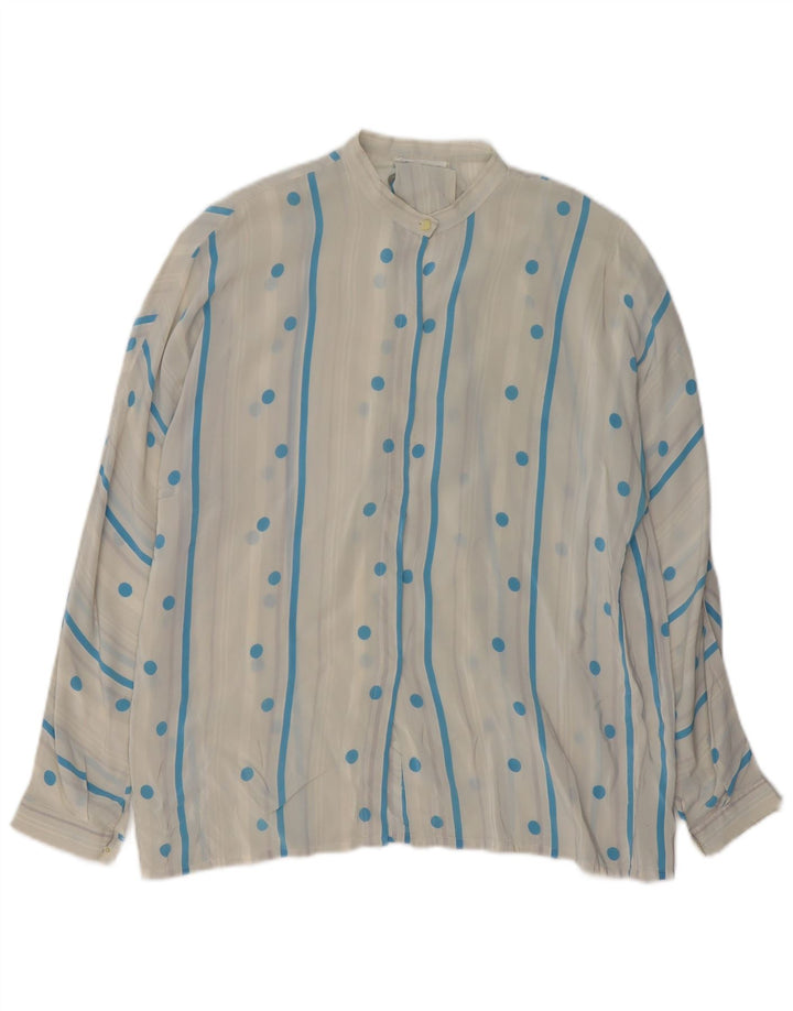 Vintage skjortebluse til kvinder UK 16 Stor hvid polka Dot