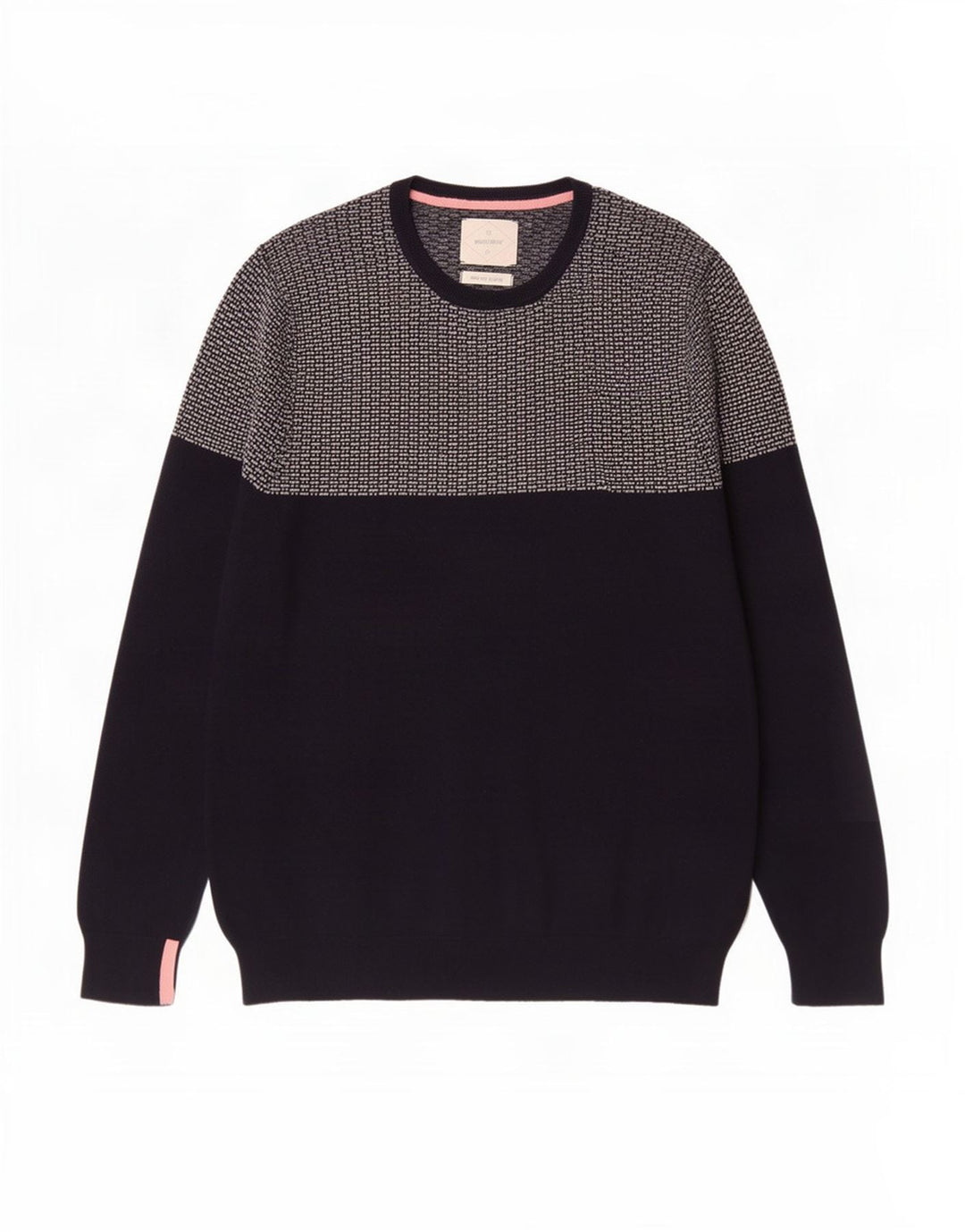 White Stuff Herre Crew Neck Jumper Sweater Large Navy Blue Colourblock