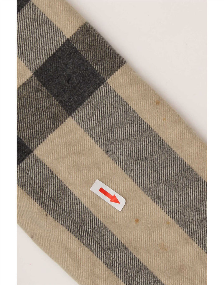 Zara Womens Open Relaxed Fit Overfrakke UK 10 Small Beige Plaid Uld