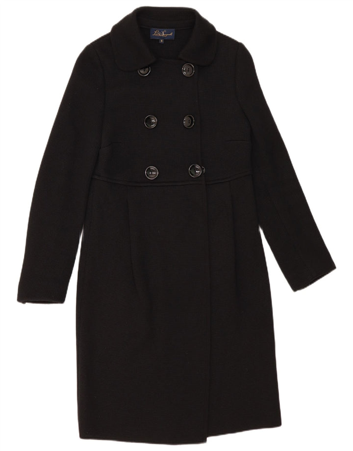 Luisa Spagnoli Dame Dobbeltradet Frakke UK 10 Small Black Virgin Wool