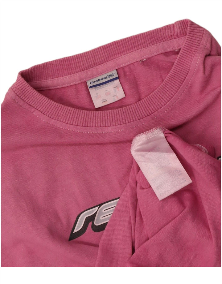 REEBOK Grafisk T-shirt top til kvinder UK 18 XL Pink Bomuld