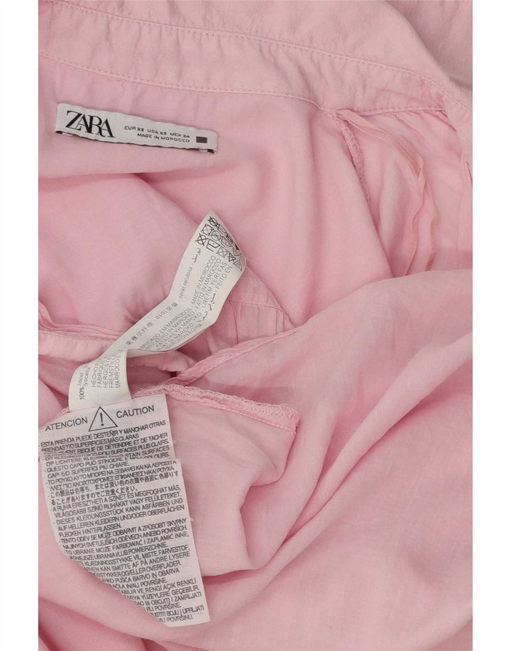 Zara Oversized skjorte til kvinder UK 6 XS Pink Lyocell