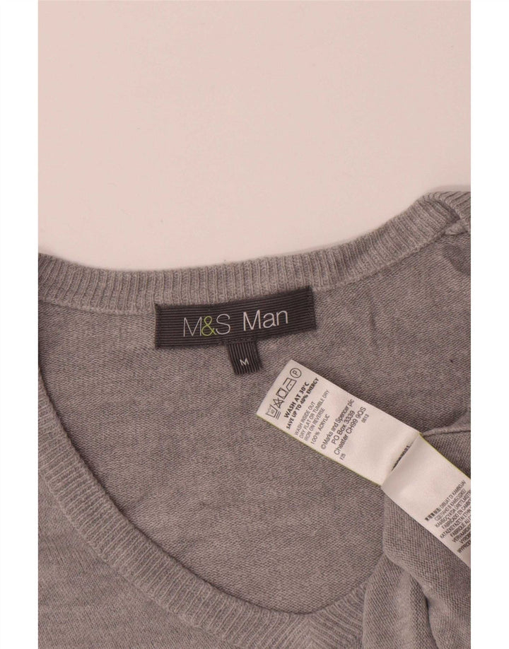 Marks & Spencer Herre V-hals sweater Medium Grå Akryl